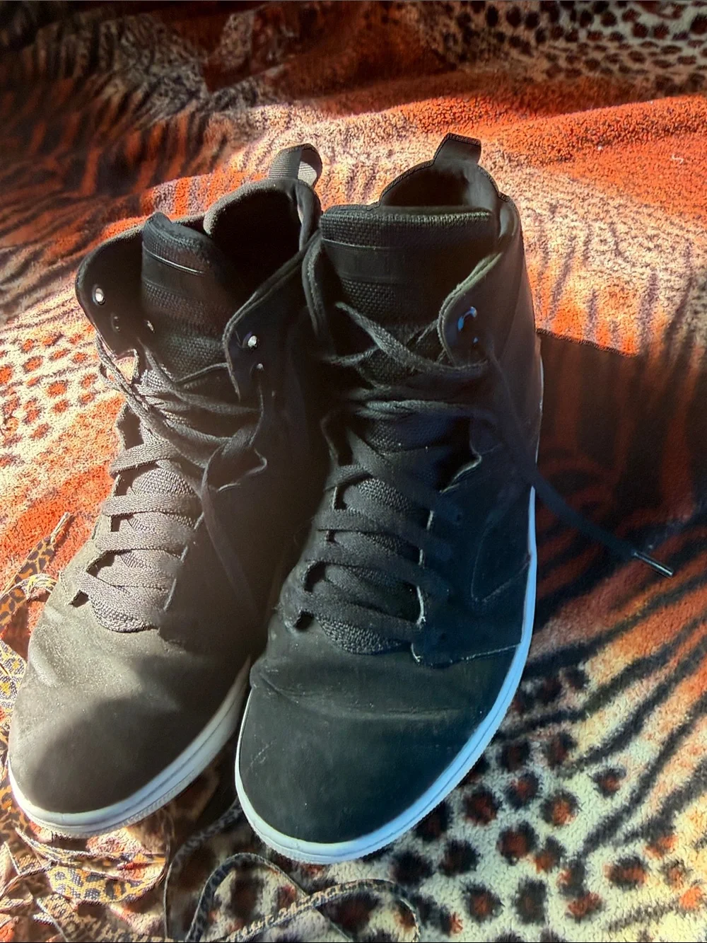 Size 12 Jordan Black mid -Top Sneakers with White Sole